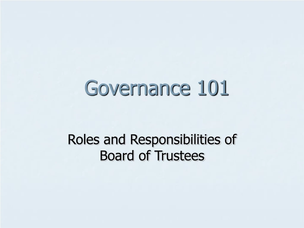 governance 101