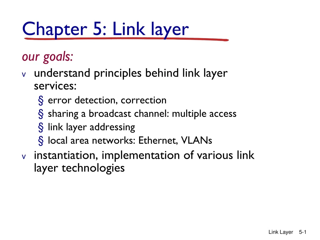 chapter 5 link layer