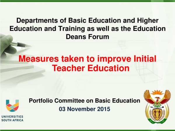 Portfolio Committee on Basic Education 03 November 2015