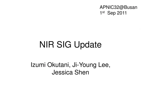NIR SIG Update