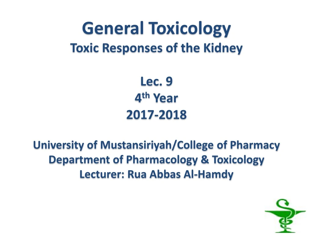 general toxicology toxic responses of the kidney