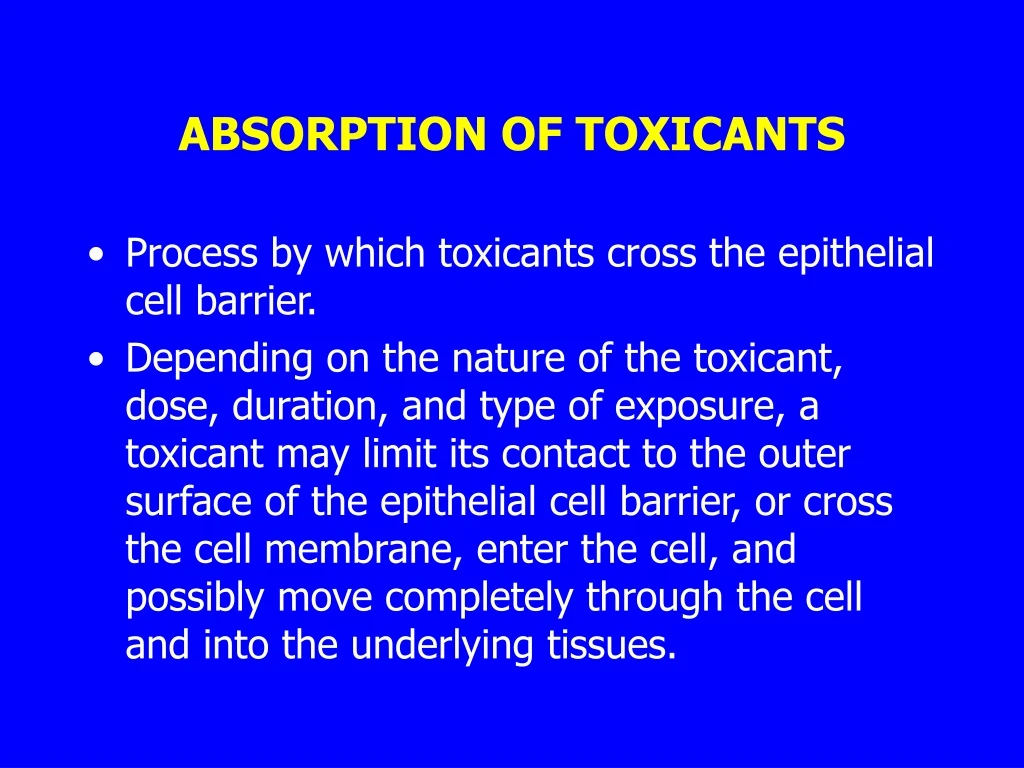absorption of toxicants