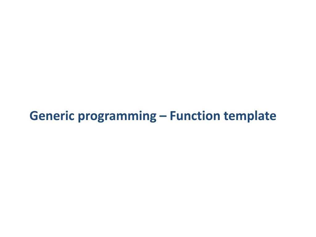 generic programming function template