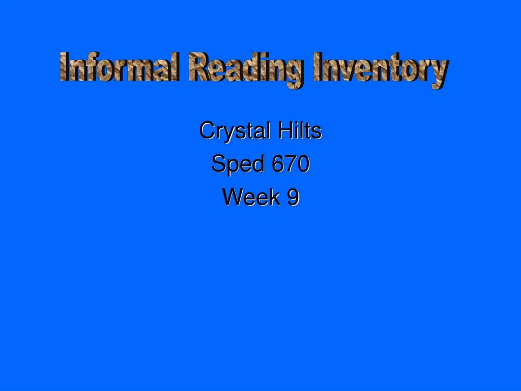 informal reading inventory
