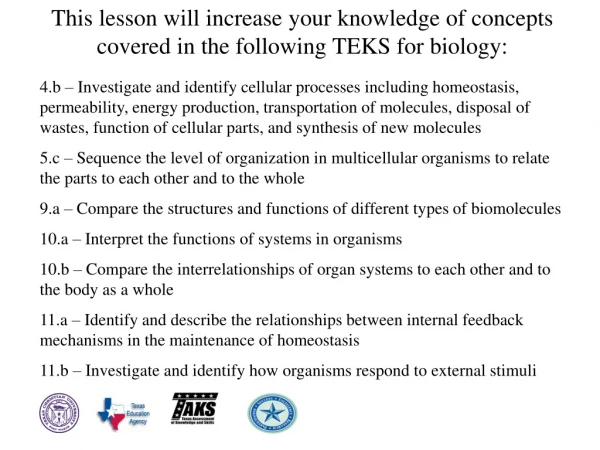 This lesson will increase your knowledge of concepts covered in the following TEKS for biology: