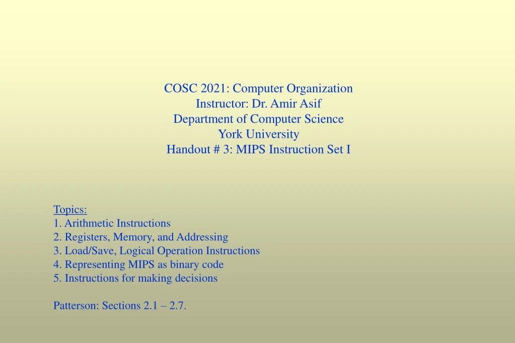 cosc 2021 computer organization instructor