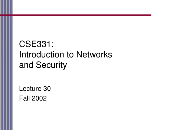 CSE331: Introduction to Networks and Security