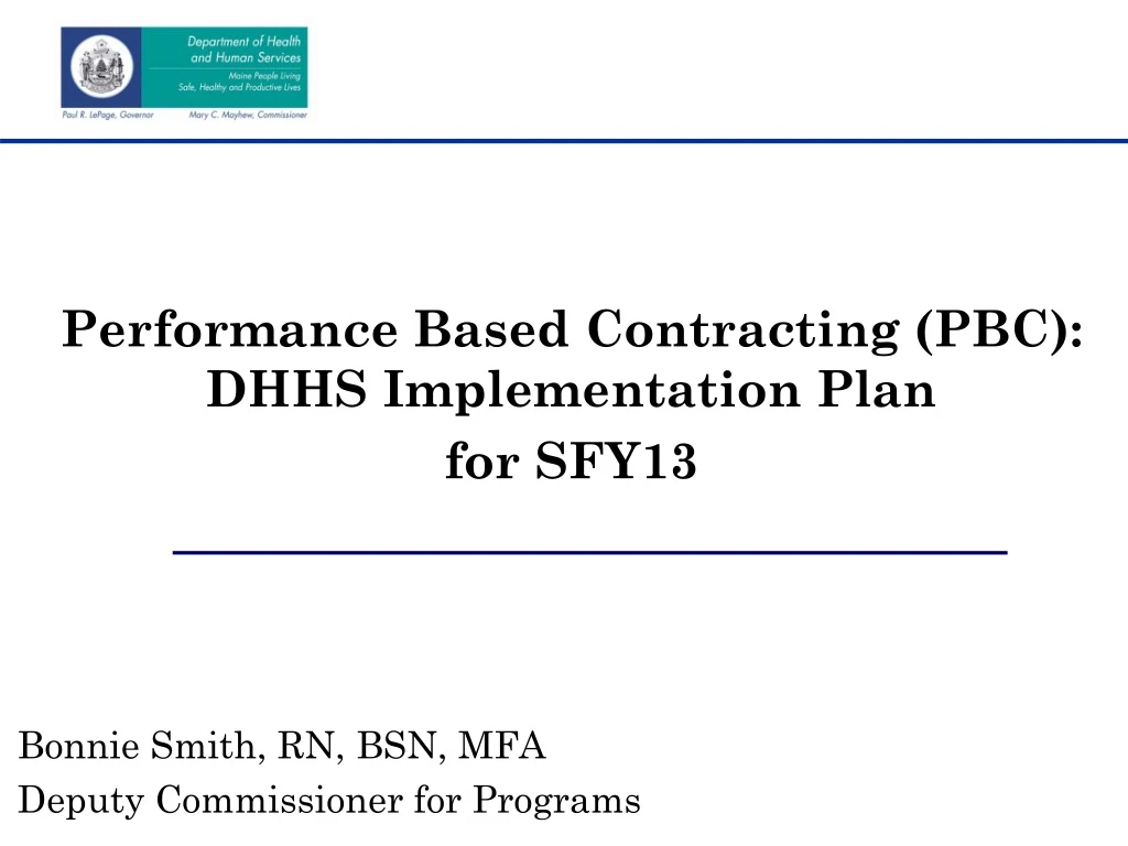 performance based contracting pbc dhhs implementation plan for sfy13