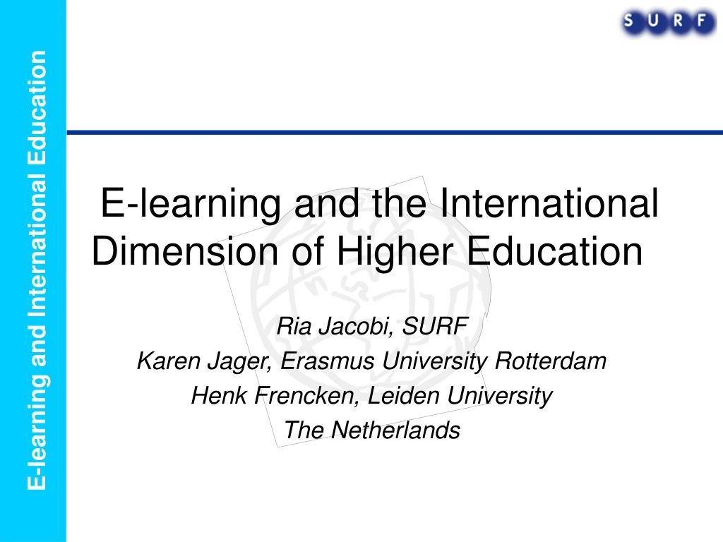 e learning and the international dimension of higher education