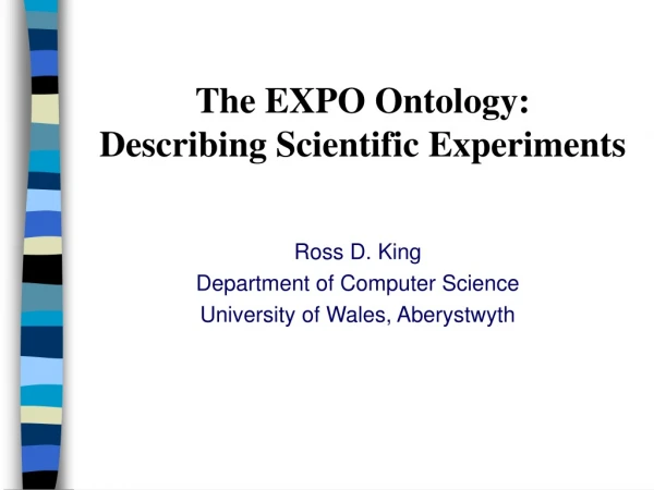 The EXPO Ontology: Describing Scientific Experiments