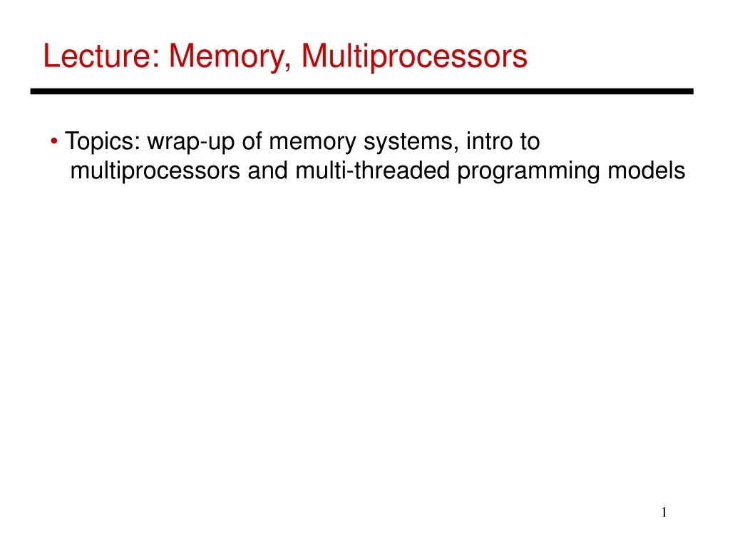 lecture memory multiprocessors