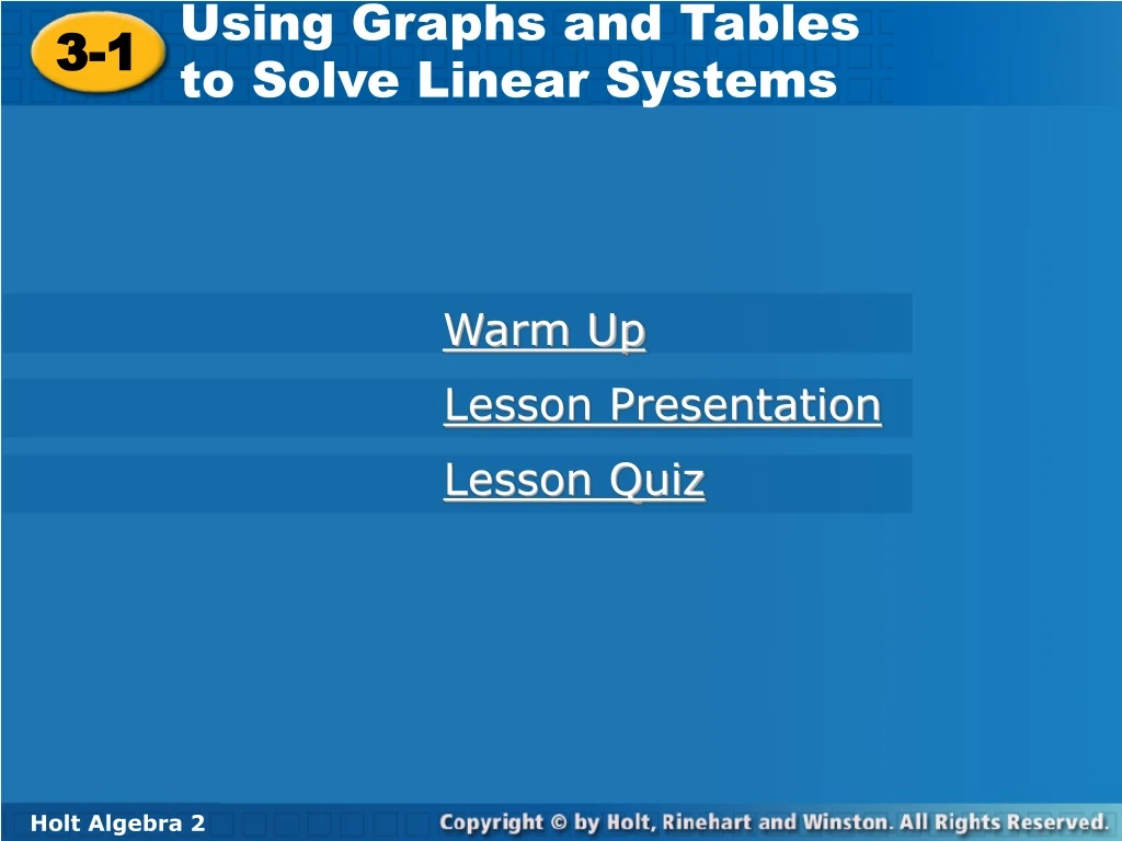 using graphs and tables to solve linear systems