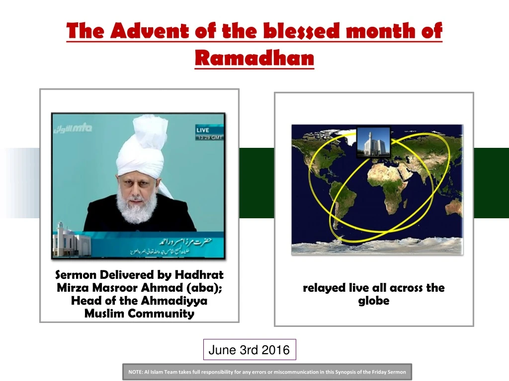 the advent of the blessed month of ramadhan