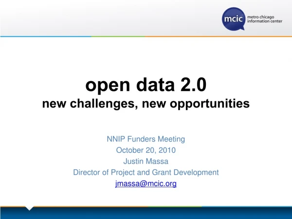 open data 2.0 new challenges, new opportunities