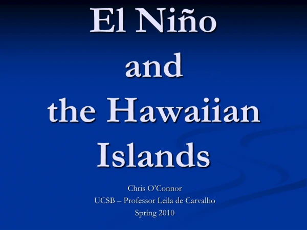 El Niño  and  the Hawaiian Islands