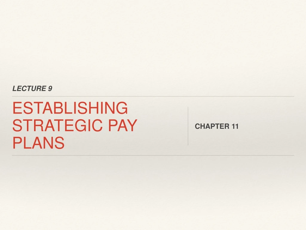 establishing strategic pay plans