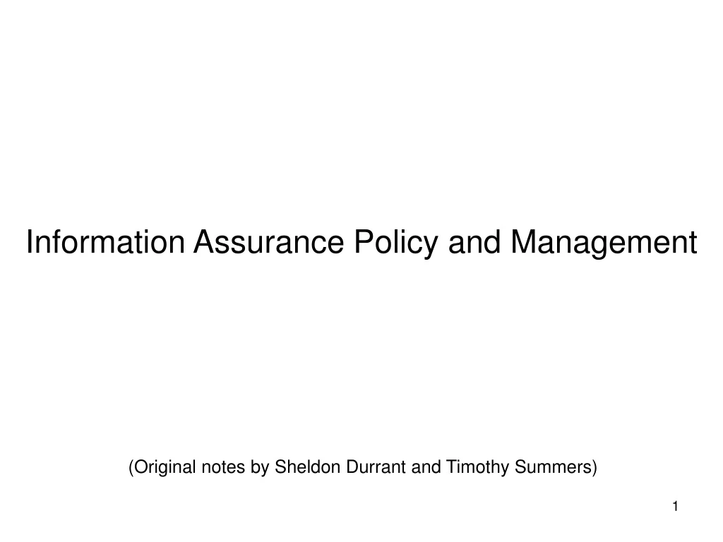 information assurance policy and management