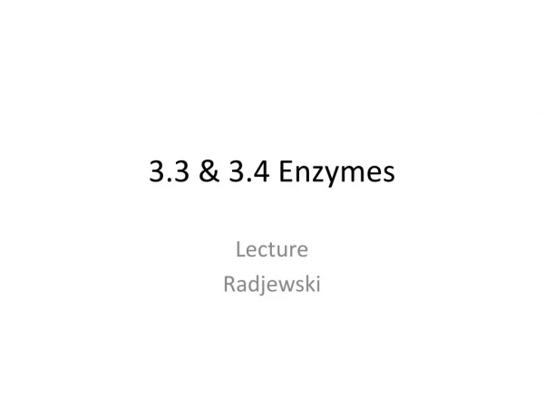 3.3 &amp; 3.4 Enzymes