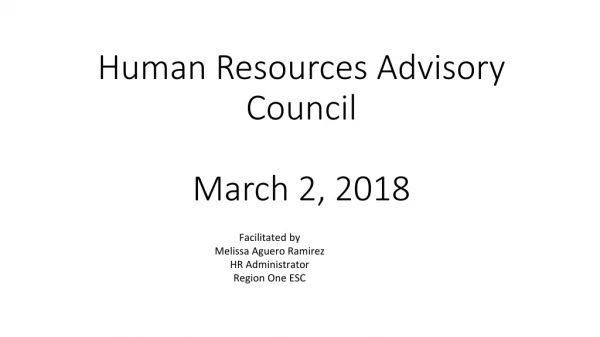 Human Resources Advisory Council March 2, 2018