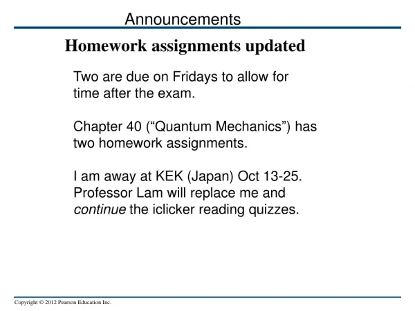 Homework assignments updated