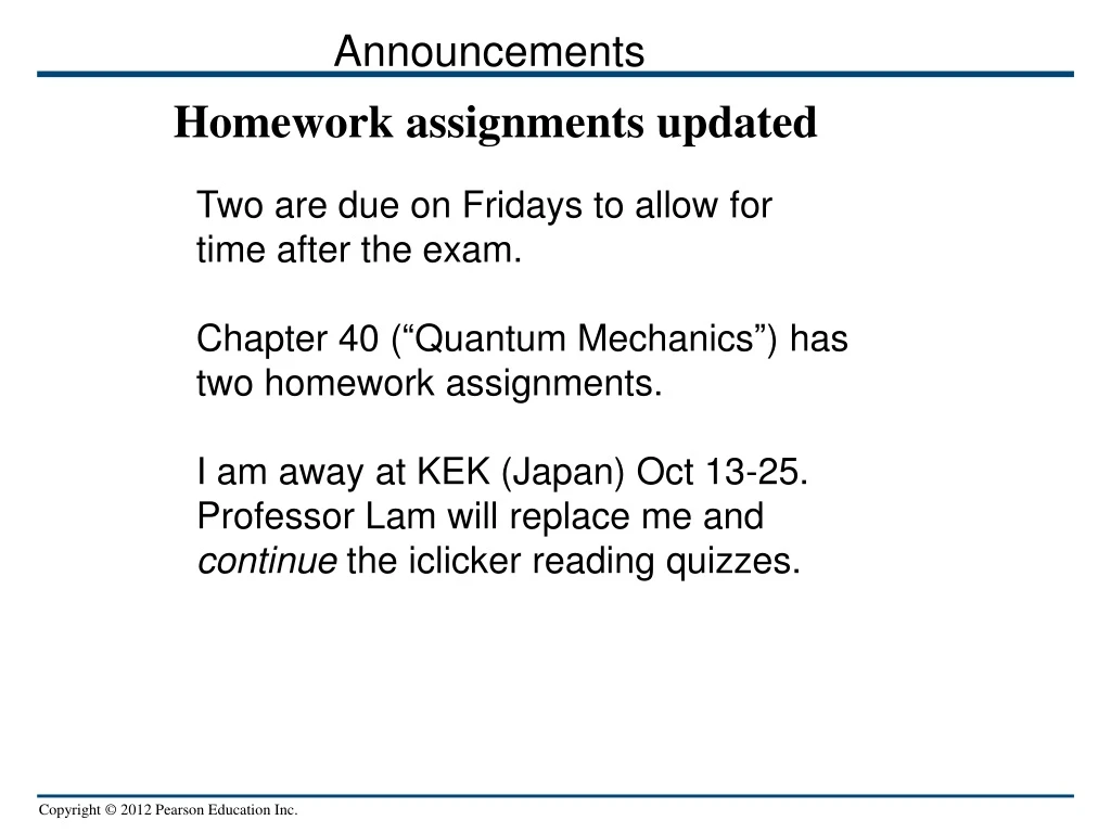 homework assignments updated