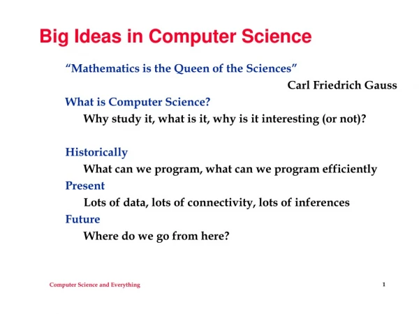 Big Ideas in Computer Science