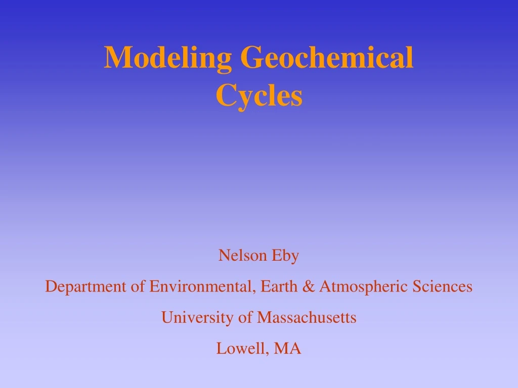 modeling geochemical cycles