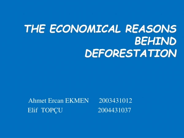 THE ECONOMICAL REASONS  BEHIND  DEFORESTATION