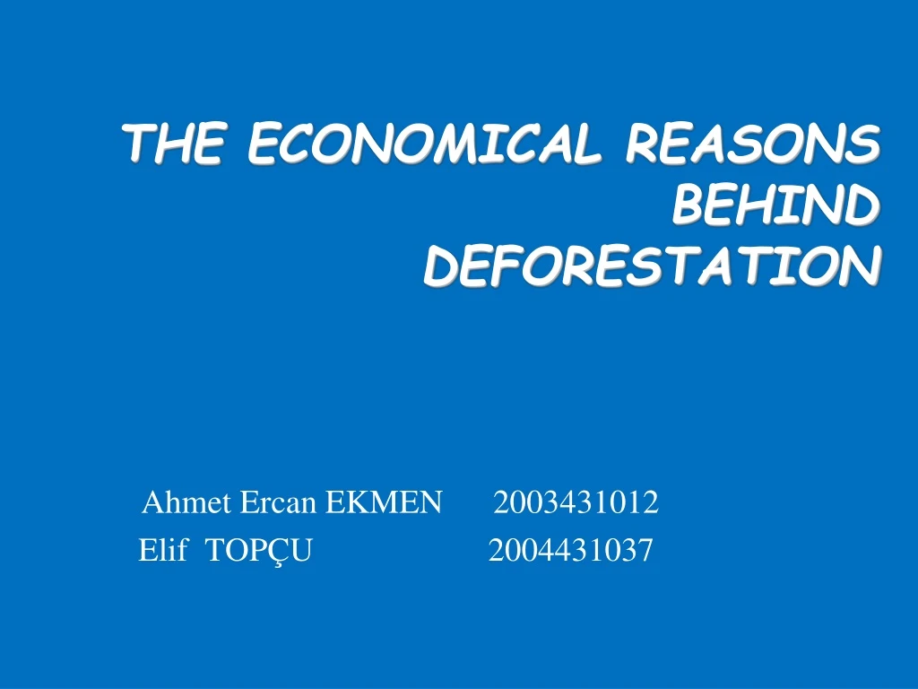 the economical reasons behind deforestation