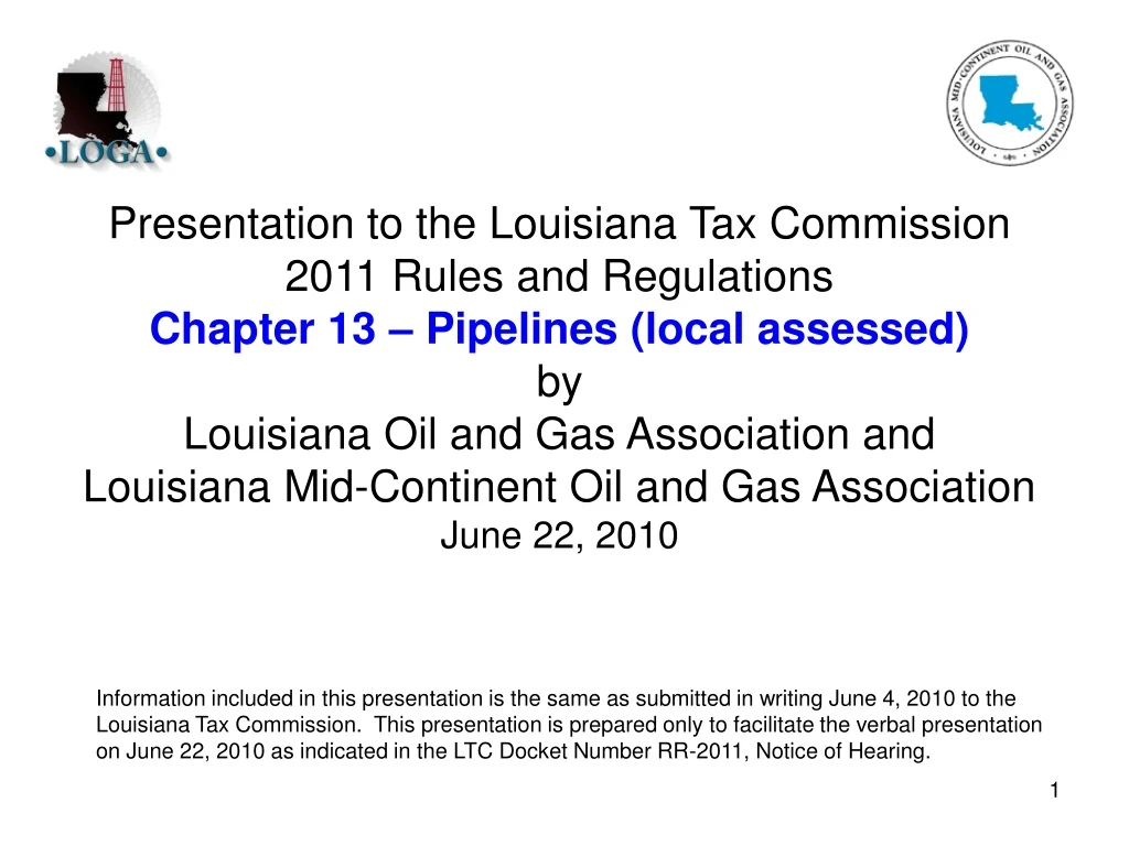presentation to the louisiana tax commission 2011