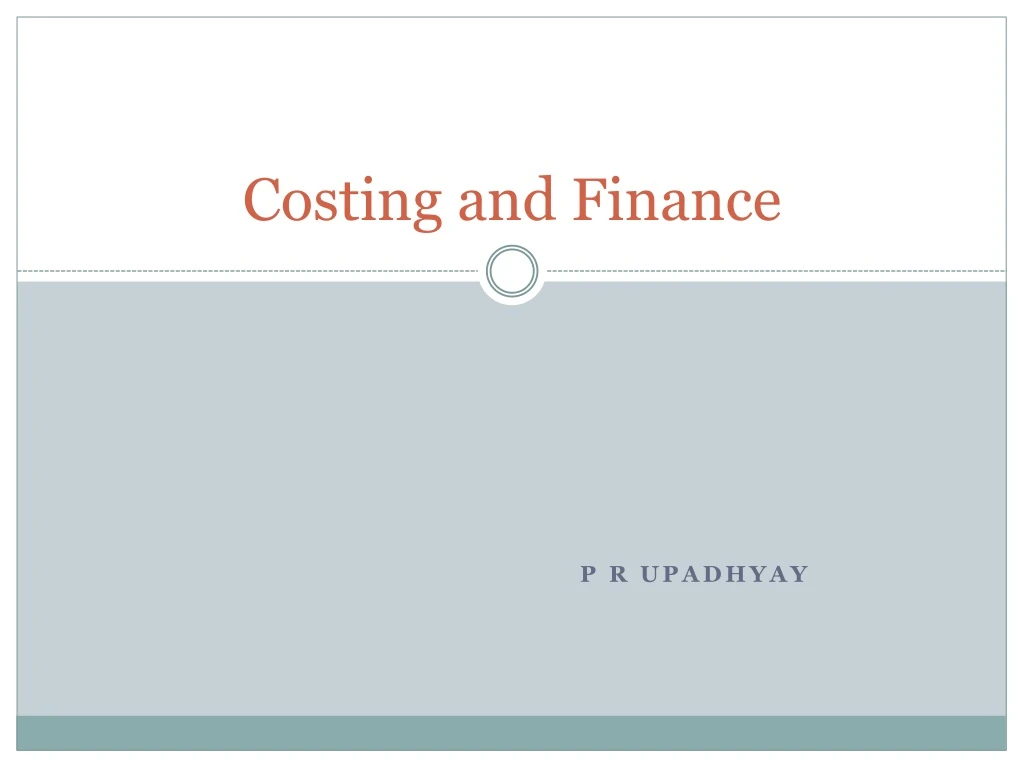 costing and finance