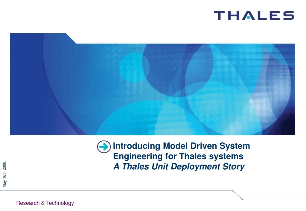 introducing model driven system engineering for thales systems a thales unit deployment story