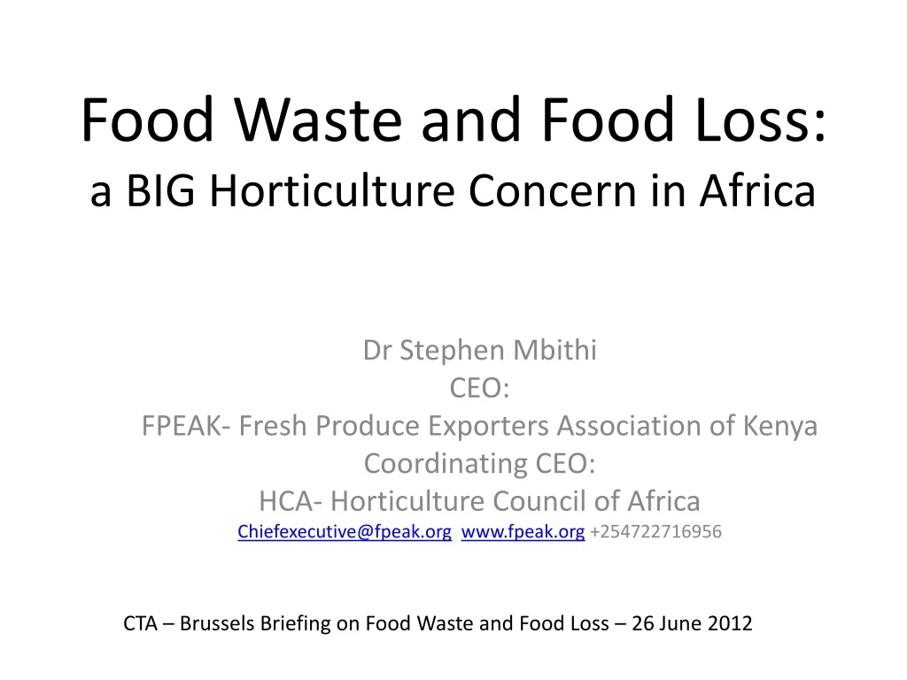 food waste and food loss a big horticulture concern in africa