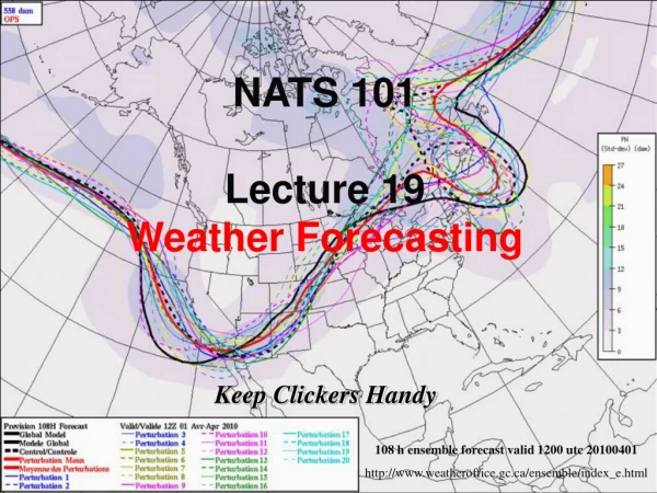 NATS 101 Lecture 19 Weather Forecasting