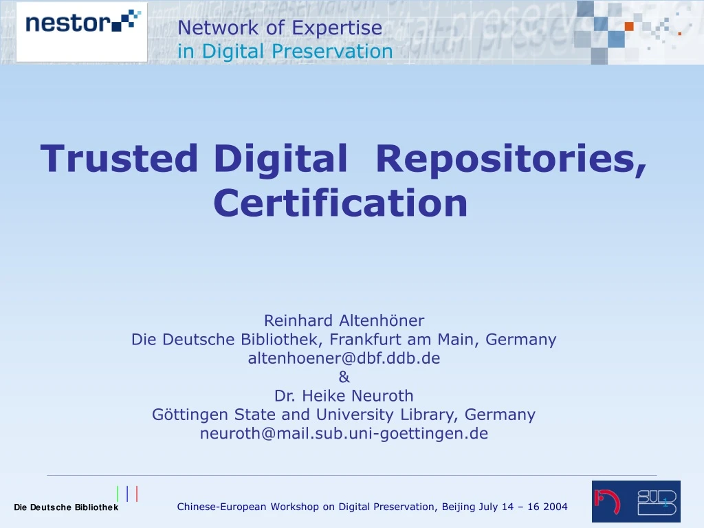 trusted digital repositories certification