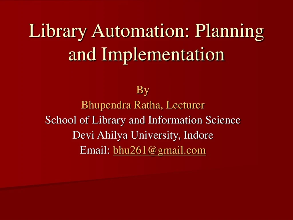 library automation planning and implementation