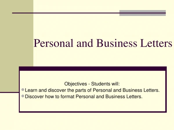 Personal and Business Letters