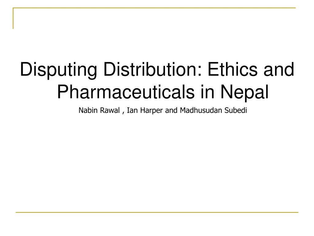 disputing distribution ethics and pharmaceuticals