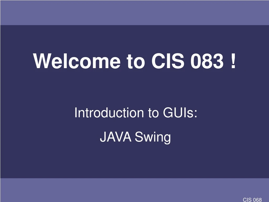 welcome to cis 083