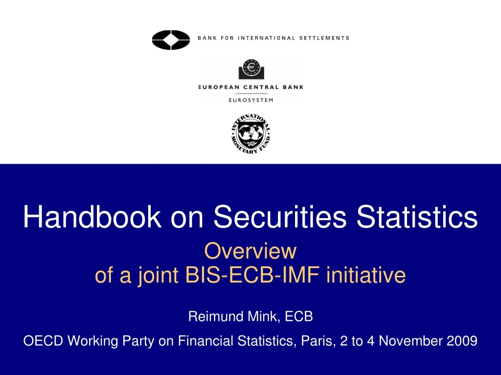 handbook on securities statistics overview