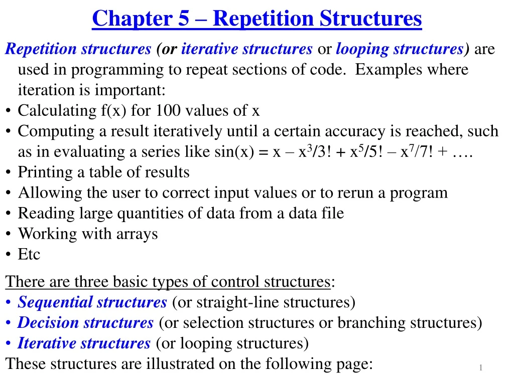 chapter 5 repetition structures