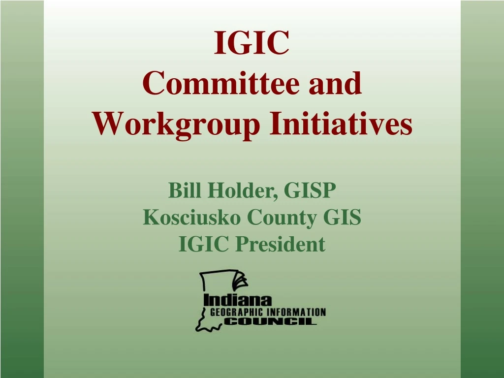 igic committee and workgroup initiatives