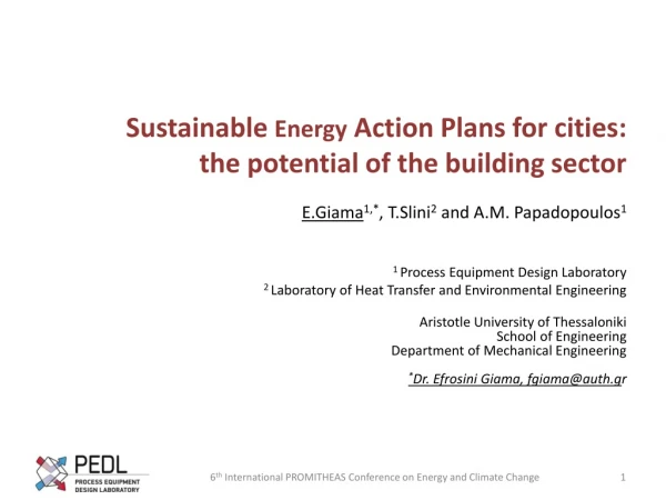 Sustainable  Energy  Action Plans for cities:  the potential of the building sector