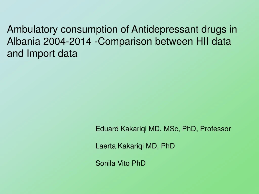 ambulatory consumption of antidepressant drugs