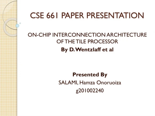 CSE  661 PAPER PRESENTATION