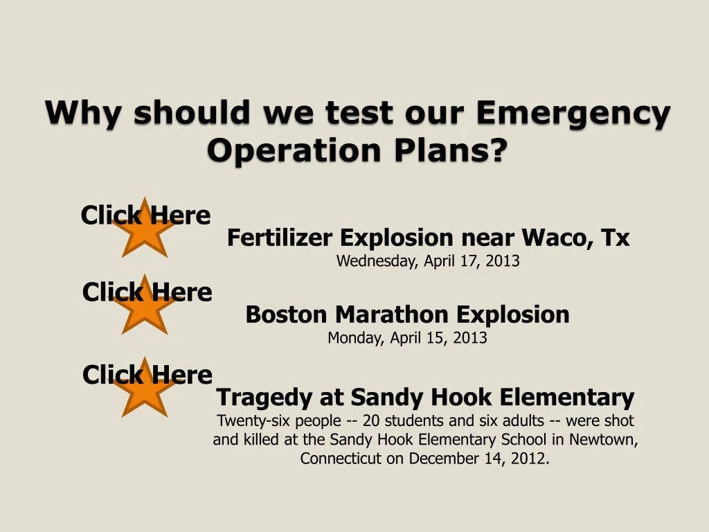 why should we test our emergency operation plans