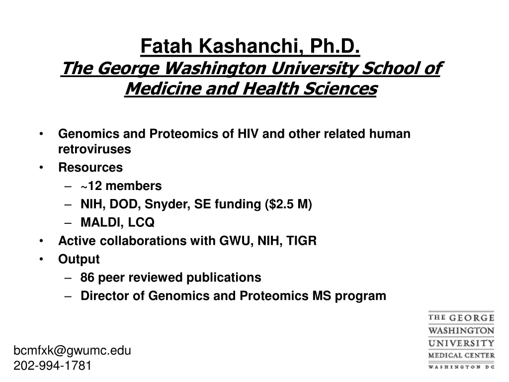 fatah kashanchi ph d the george washington