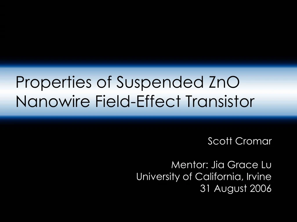 properties of suspended zno nanowire field effect transistor