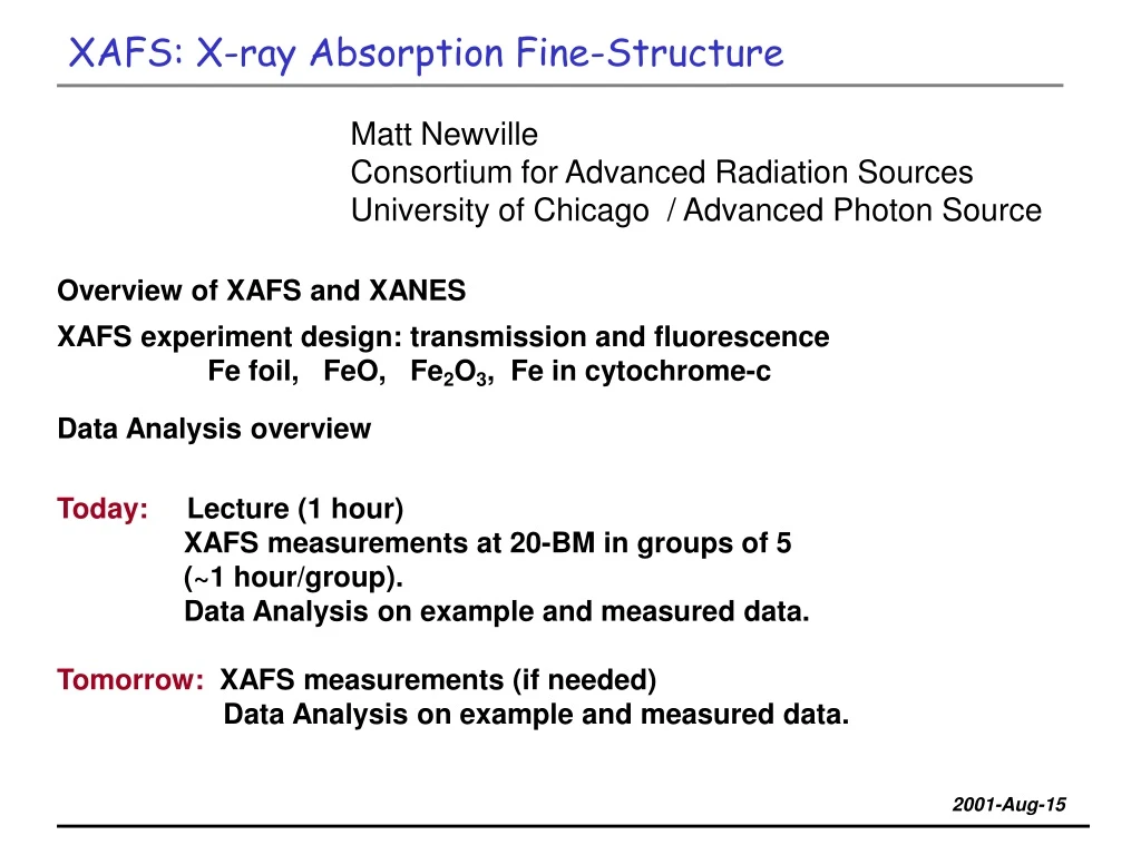 xafs x ray absorption fine structure