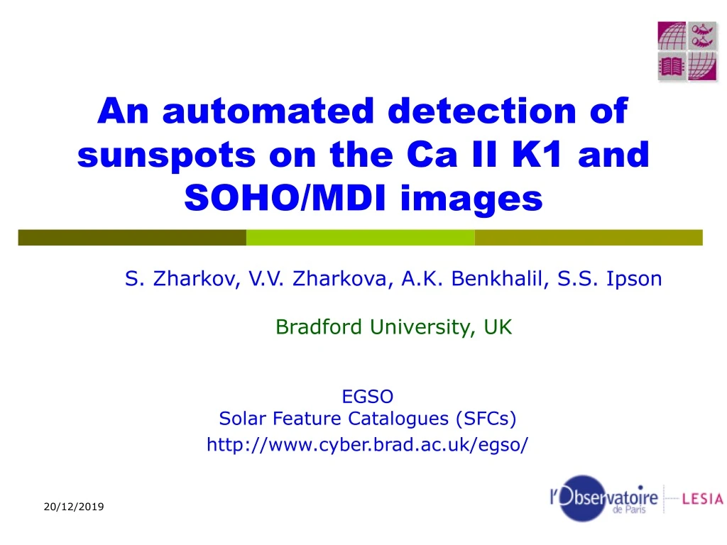 an automated detection of sunspots on the ca ii k1 and soho mdi images